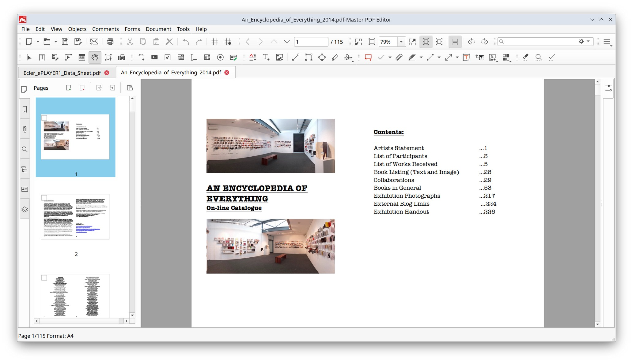 Navigating through page thumbnails