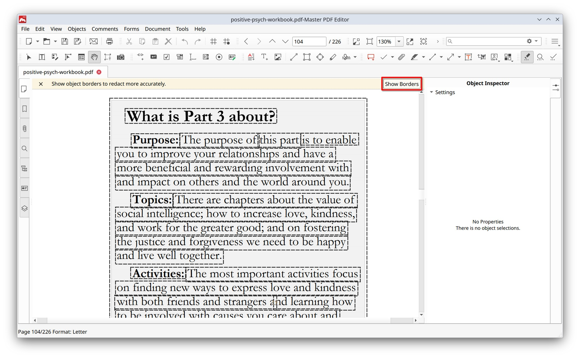 Show borders option in Master PDF Editor