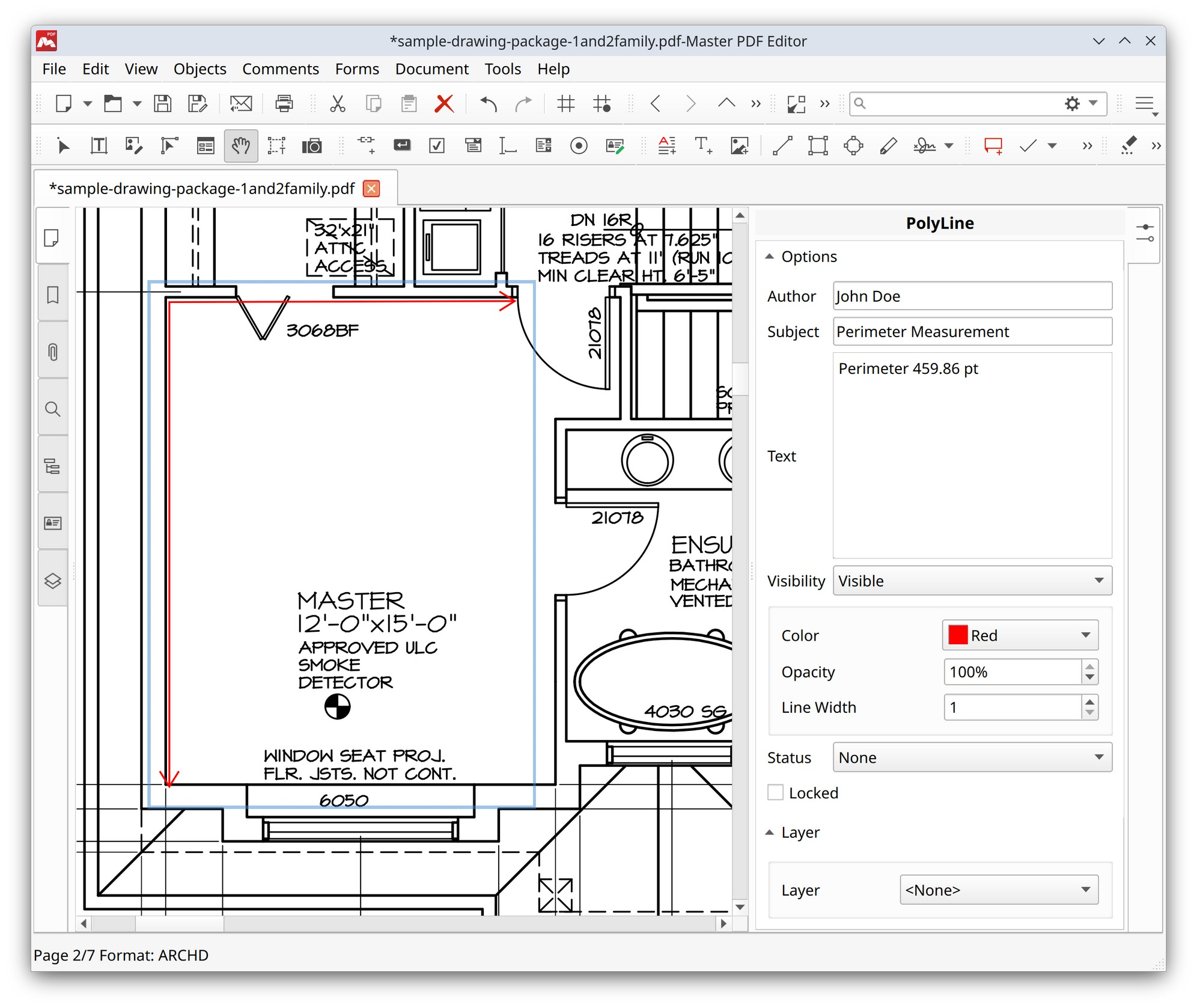 Using perimeter tool in Master PDF Editor