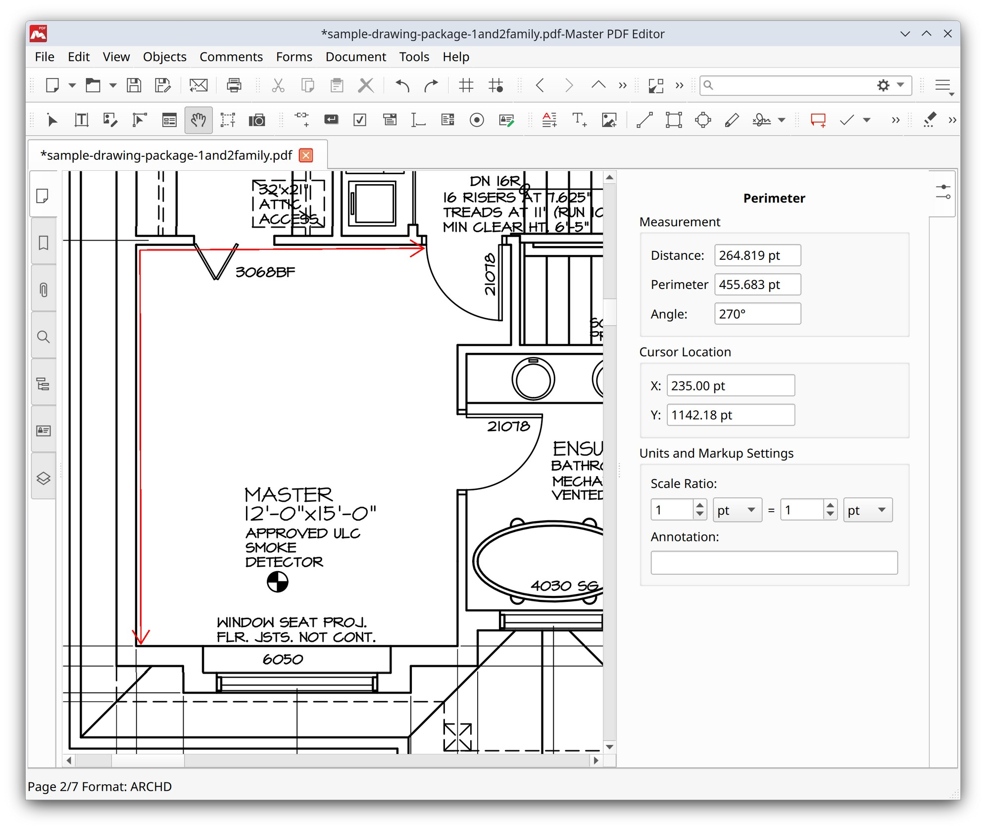 Using perimeter tool in Master PDF Editor