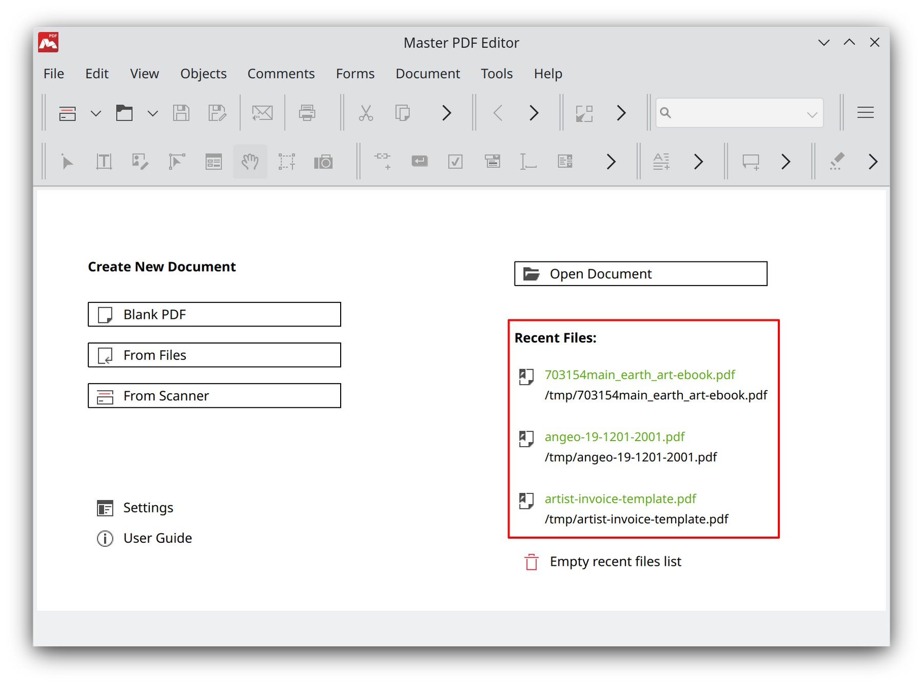 Open a file on start up in Master PDF Editor