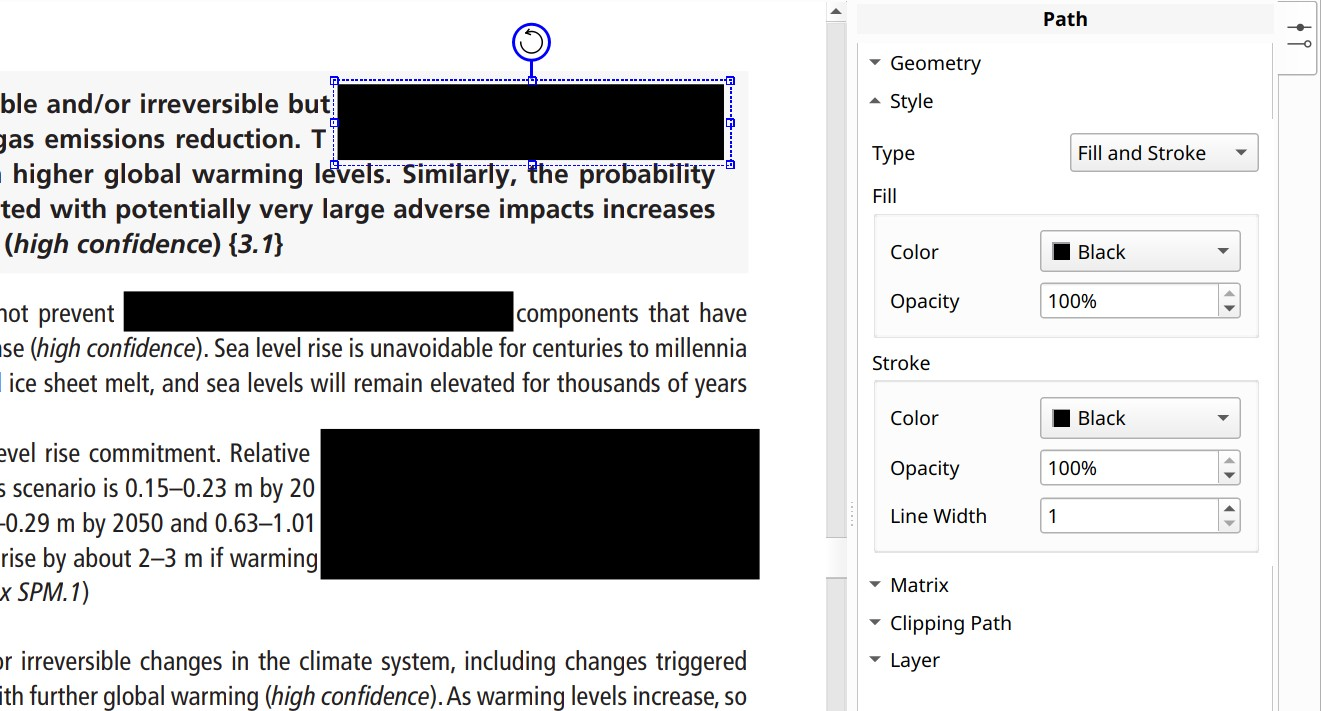 adjust settings of each individual redaction area