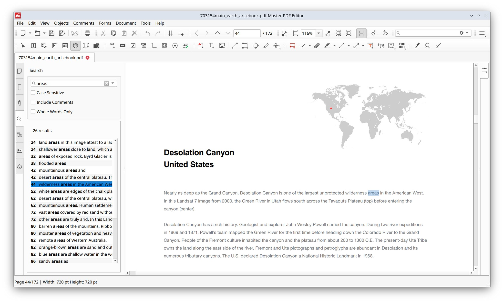Search results in Master PDF Editor