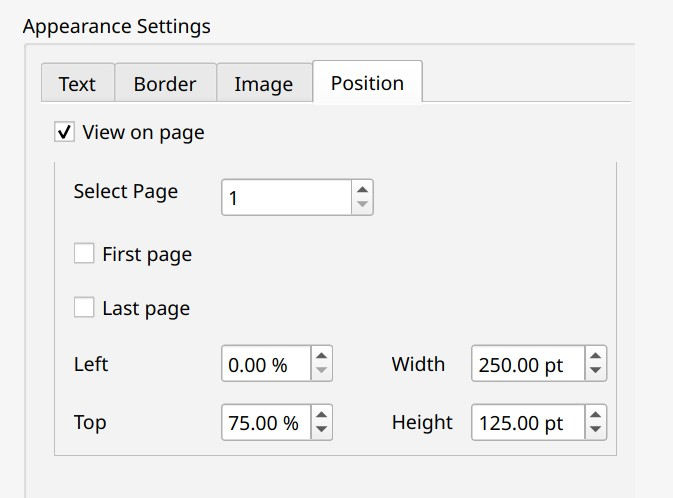 Signature position tab