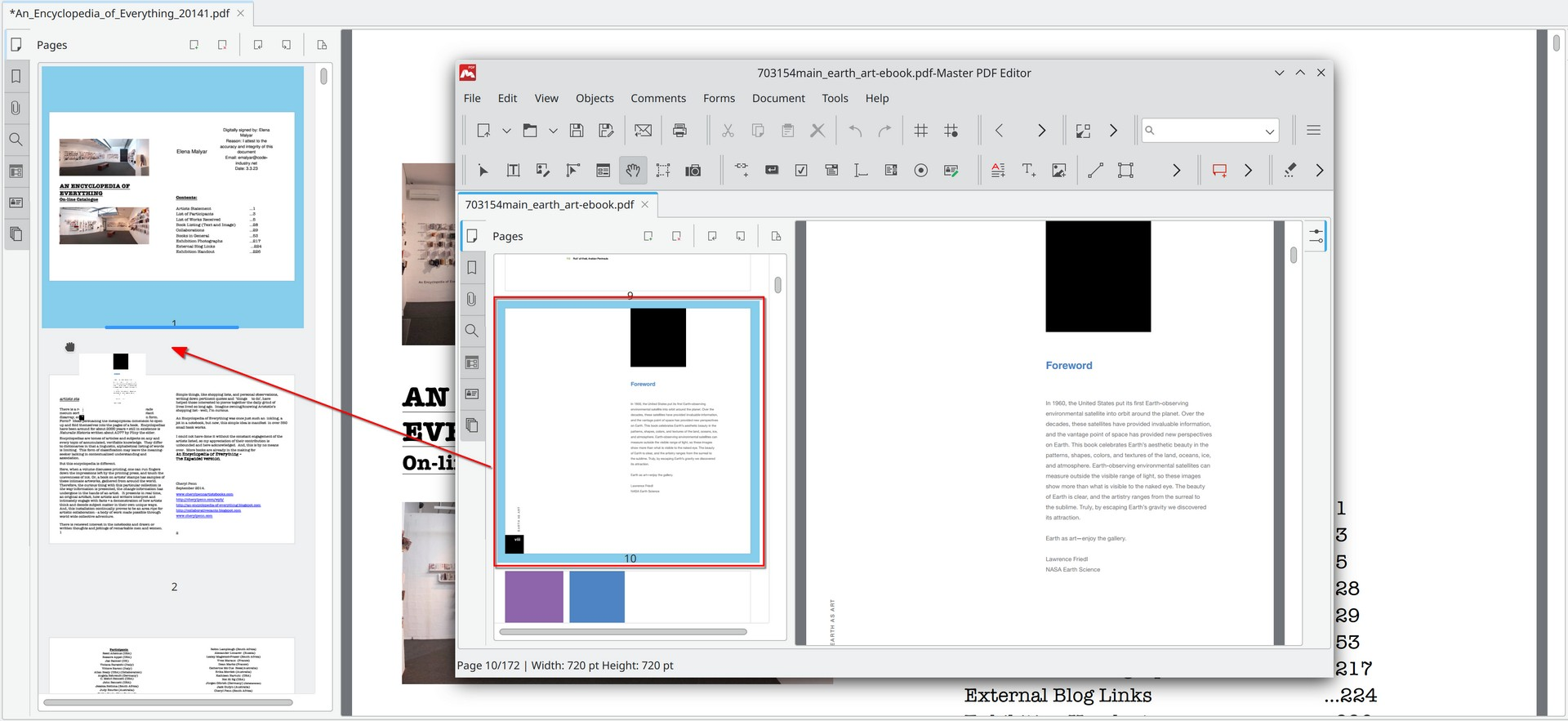 Moving pages between PDF documents