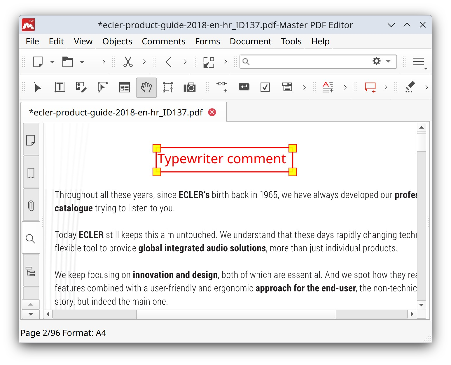 Typewriter in Master PDF Editor