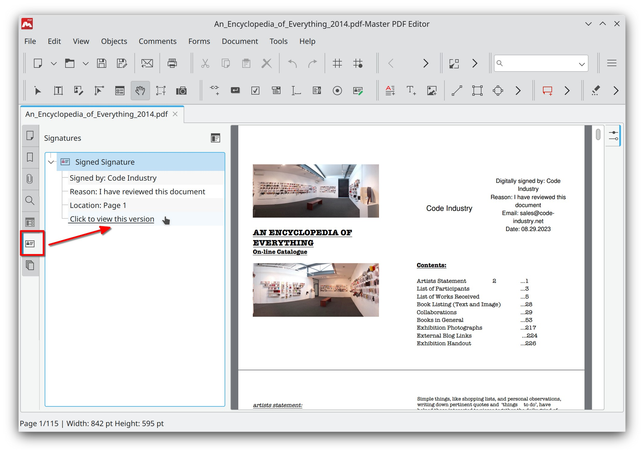 Viewing signed versions in Master PDF Editor